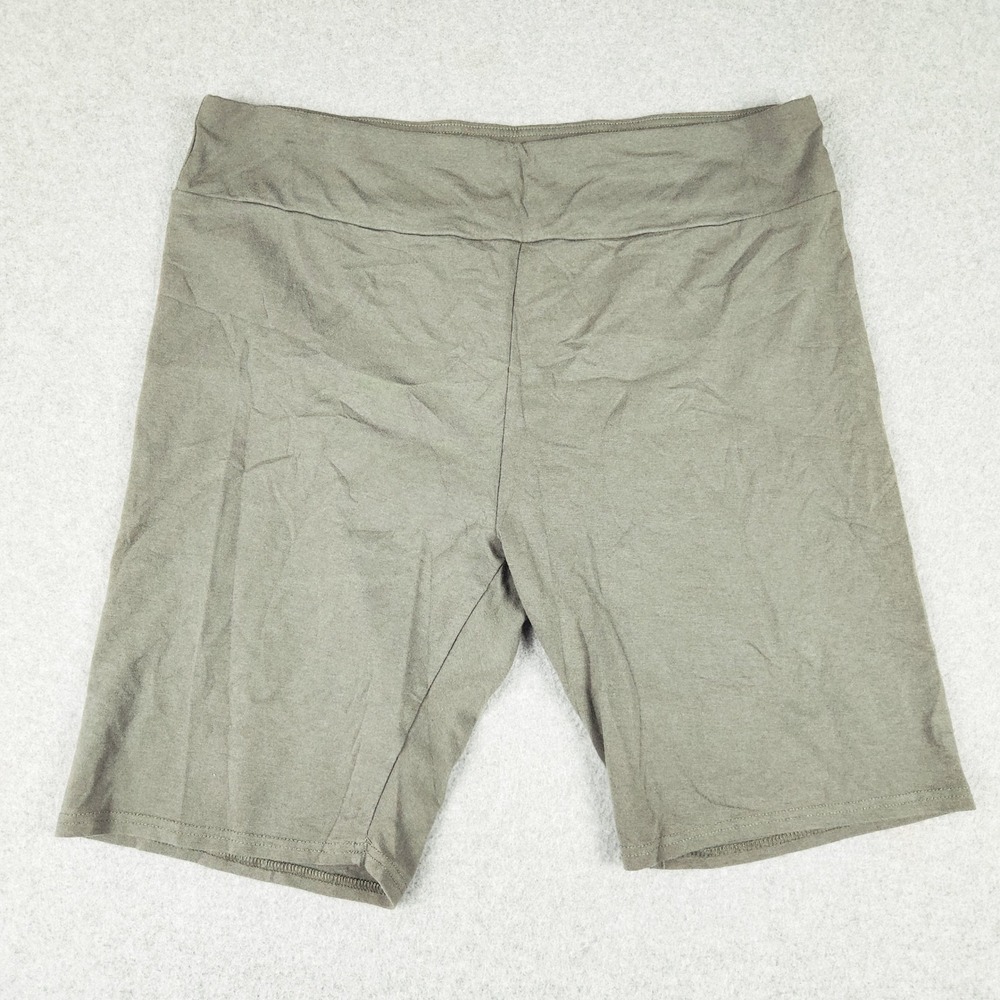 Terra & Sky Biker Shorts Womens 2X Olive Green Performance Stretch High Waisted